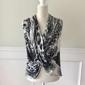 Arden B Animal Print Stretch Tank Top M Gray Black